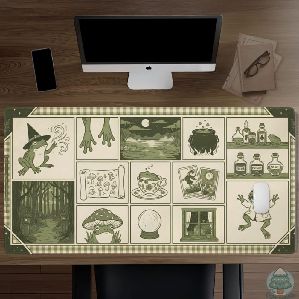 Desk Setup Green - Tapete de Mesa Witchy Frog Apothecary,
