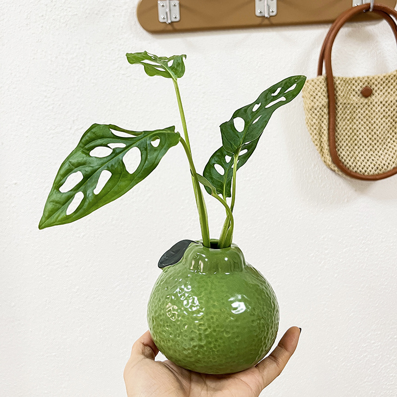 Desk Setup Green - Vaso de Plástico Verde-Laranja para Decoração