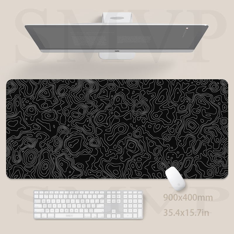 Desk Setup Blue - Mouse pad design preto tapete de