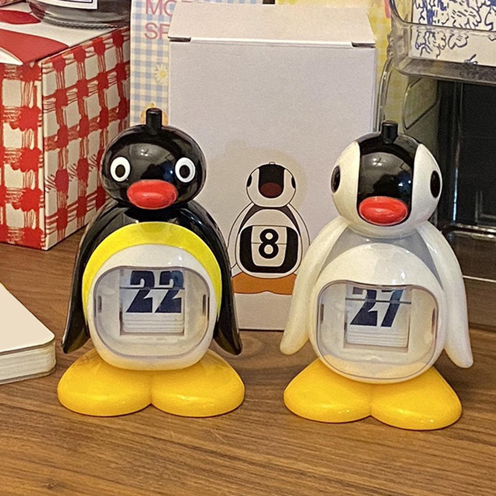 Desk Setup Retro - Calendário de mesa pinguim, decoração de