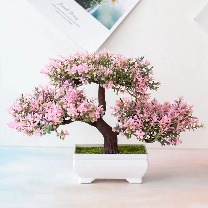 Desk Setup At Home - Plantas artificiais bonsai plantas falsas flores