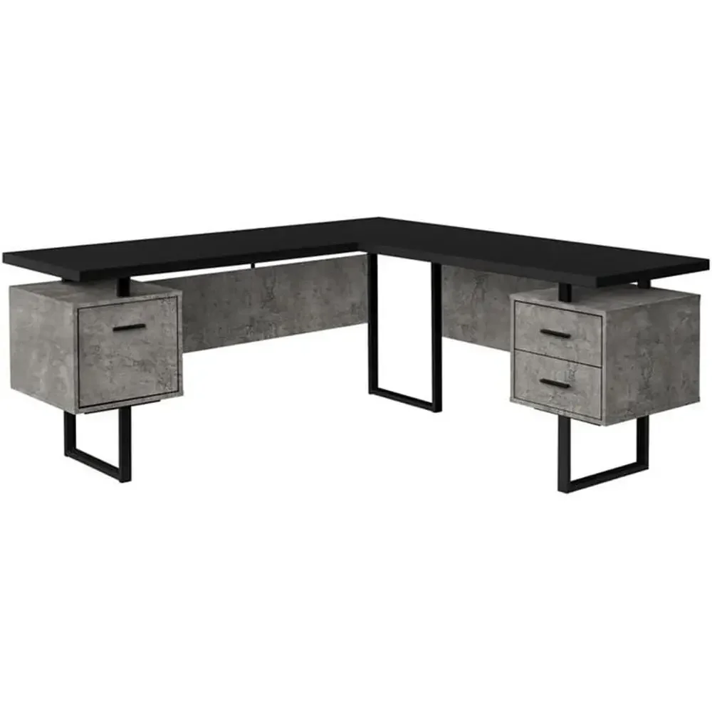 Mesa de Computador em L de 70  - Desk Setup Black And Wood avaliação e preço