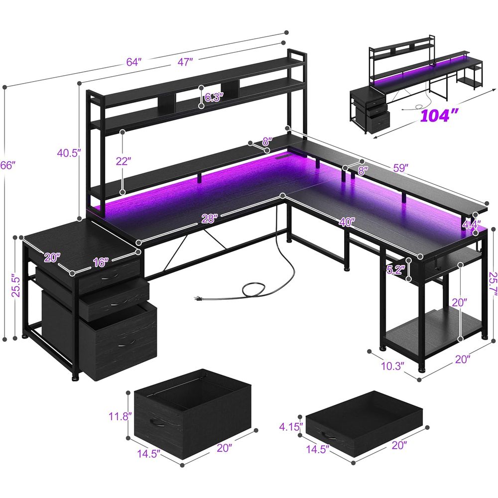 Mesa de Jogos em L para Dois U - Desk Setup Black And Wood avaliação e preço