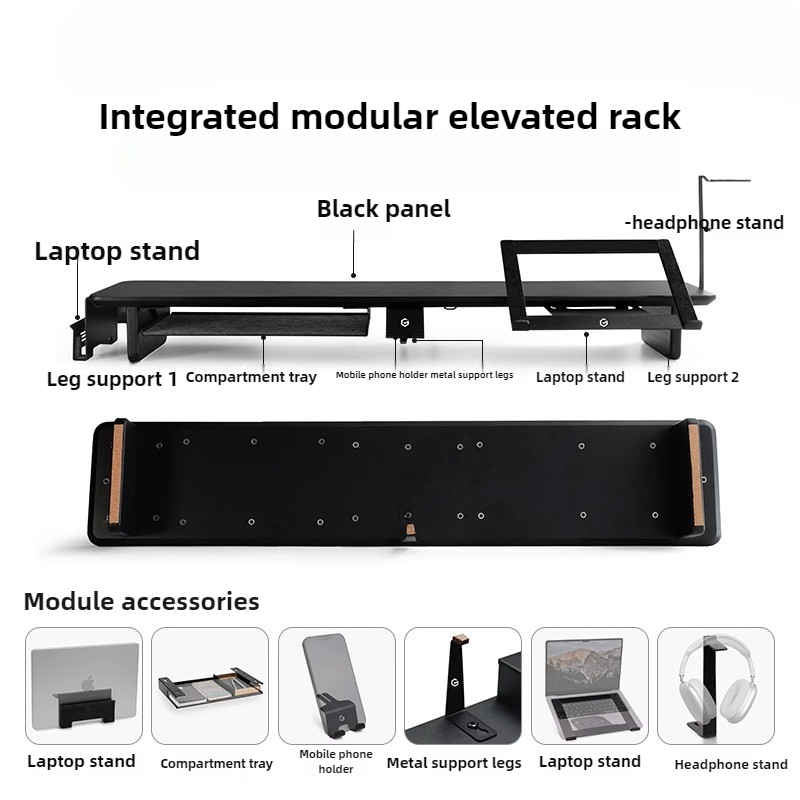 Suporte modular para monitor,  - Desk Setup Black And Wood avaliação e preço