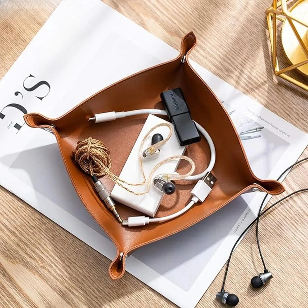 1PC Bandeja de Couro Dobrável  - Desk Setup Organizer avaliação e preço