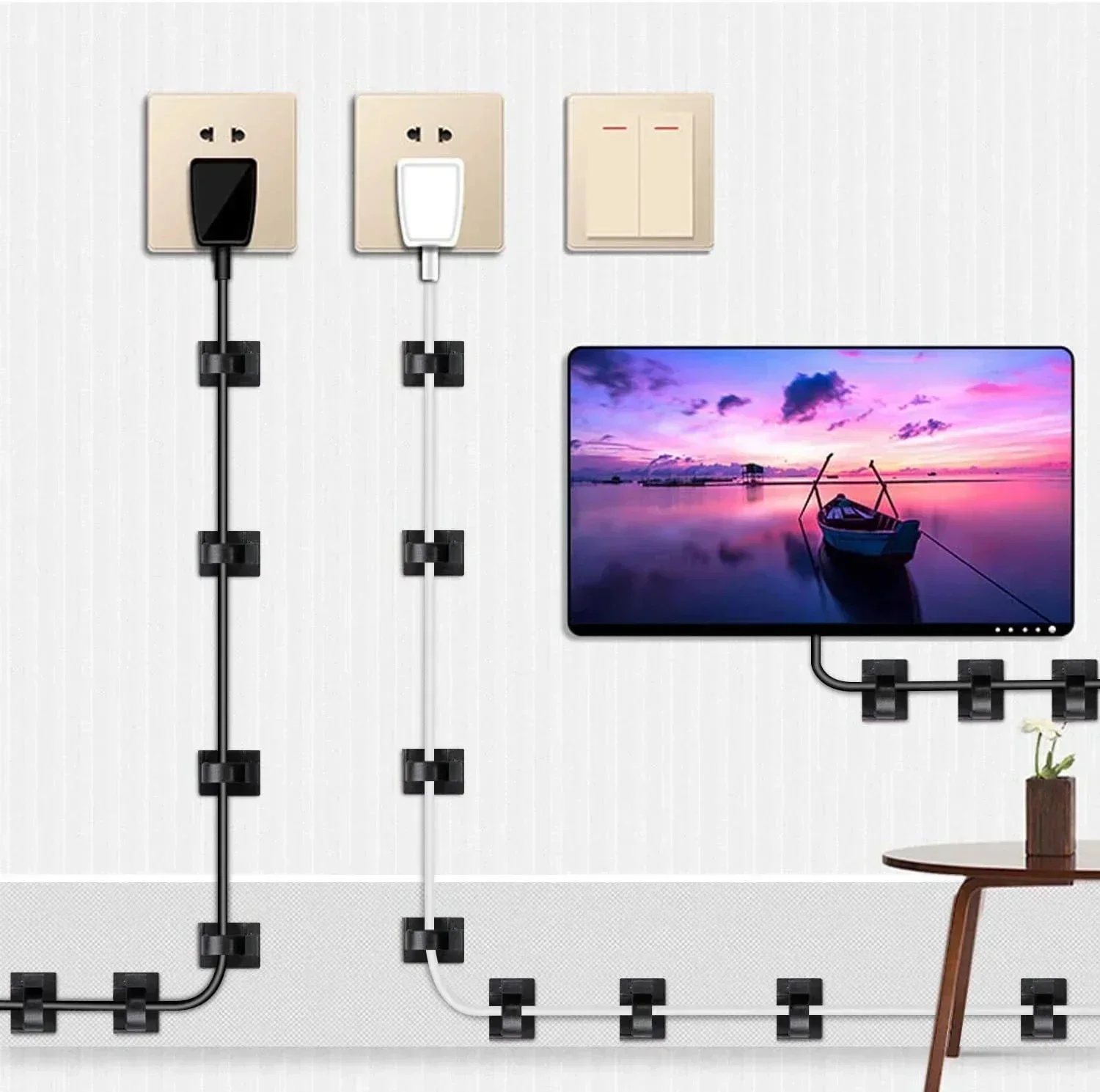 Adesiva USB Cable Organizer, C - Desk Setup Cable Management avaliação e preço