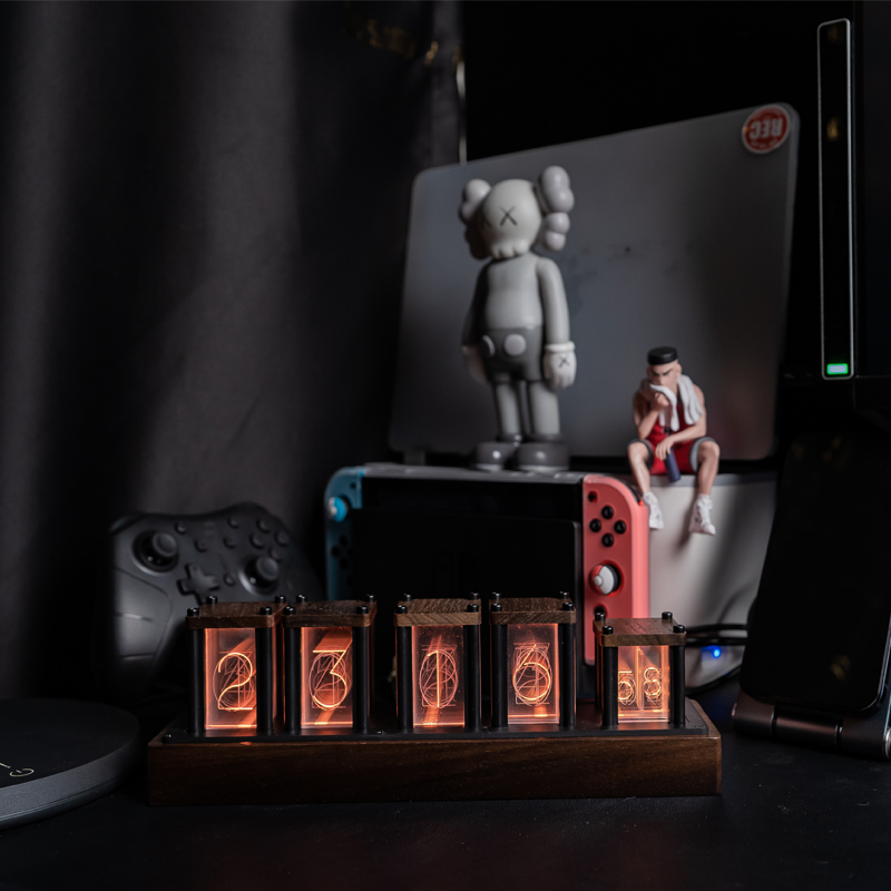Relógio de tubo nixie simulado - Desk Setup Youtube avaliação e preço